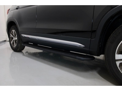 Пороги алюминиевые Slim Line Black ТСС для Changan CS75 2020-2021