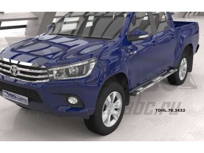 Пороги алюминиевые Emerald silver для Toyota Hilux 2015-2021