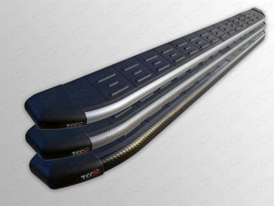 Пороги алюминиевые ТСС с накладкой для Jeep Wrangler 5D 2010-2018