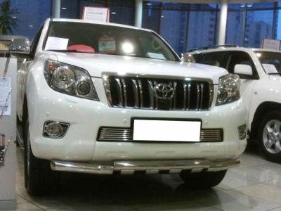 Защита переднего бампера d-76 с доп.накладками для Toyota Land Cruiser Prado 150 2009-2013
