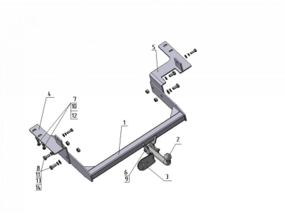 Фаркоп Avtos для Hyundai H1 Starex 2004-2007