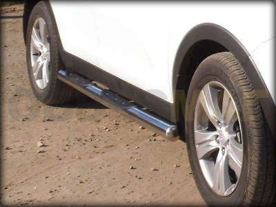 Пороги труба с накладками 76 мм Технотек для Ssang Yong Rexton 2002-2008