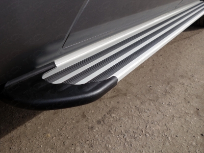 Пороги алюминиевые Slim Line Silver ТСС для Mercedes-Benz GLK 2008-2015