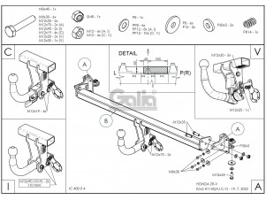 Фаркоп оцинкованный для Honda ZR-V 2023-н.в. условно-съемное крепление шара №H114A
