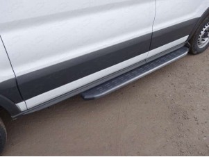Порог алюминиевый ТСС с накладкой правый чёрный 1720 мм для Ford Transit № FORTRAN16-07BL