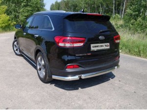 Защита задняя овальные уголки 75х42 мм для Kia Sorento Prime № KIASOR15-21