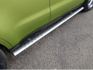 Пороги труба овальная с проступью 75х42 мм для Kia Soul № KIASOUL14-11